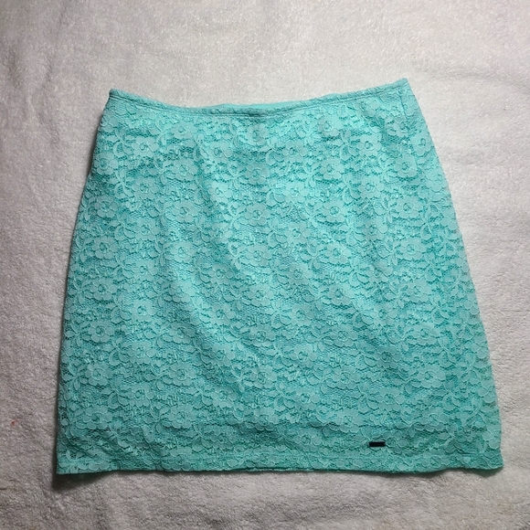 Hollister Dresses & Skirts - Hollister lace over cotton turqoise skirt.